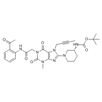 (R)-tert-Butyl (1-(1-(2-((2-acetylphenyl)amino)-2-oxoethyl)-7-(but-2-yn-1-yl)-3-methyl-2,6-dioxo-2,3,6,7-tetrahydro-1H-purin-8-yl)piperidin-3-yl)carbamate (Linagliptin Impurity)
