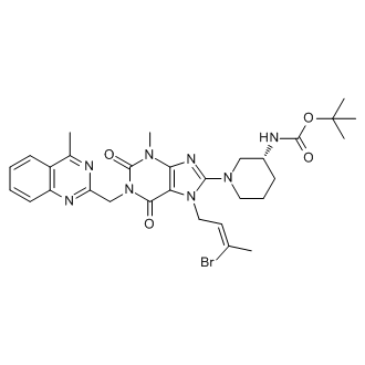 (R,Z)-tert-Butyl (1-(7-(3-bromobut-2-en-1-yl)-3-methyl-1-((4-methylquinazolin-2-yl)methyl)-2,6-dioxo-2,3,6,7-tetrahydro-1H-purin-8-yl)piperidin-3-yl)carbamate (Linagliptin Impurity)