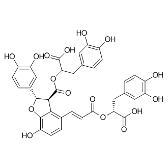 2-(((2S,3S)-4-((E)-3-((R)-1-carboxy-2-(3,4-dihydroxyphenyl)ethoxy)-3-oxoprop-1-en-1-yl)-2-(3,4-dihydroxyphenyl)-7-hydroxy-2,3-dihydrobenzofuran-3-carbonyl)oxy)-3-(3,4-dihydroxyphenyl)propanoic acid