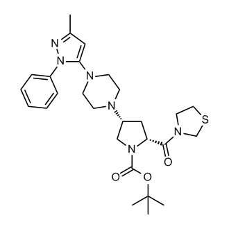 (2R,4R)-tert-butyl 4-(4-(3-methyl-1-phenyl-1H-pyrazol-5-yl)piperazin-1-yl)-2-(thiazolidine-3-carbonyl)pyrrolidine-1-carboxylate