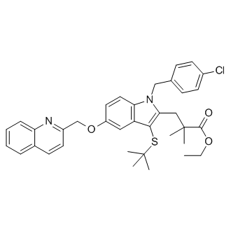 Ethyl 3-(3-(tert-butylthio)-1-(4-chlorobenzyl)-5-(quinolin-2-ylmethoxy)-1H-indol-2-yl)-2,2-dimethylpropanoate