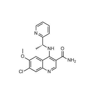 (R)-7-chloro-6-methoxy-4-((1-(pyridin-2-yl)ethyl)amino)quinoline-3-carboxamide