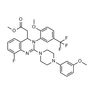 Methyl 2-(8-fluoro-3-(2-methoxy-5-(trifluoromethyl)phenyl)-2-(4-(3-methoxyphenyl)piperazin-1-yl)-3,4-dihydroquinazolin-4-yl)acetate