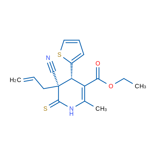 Ethyl (4R,5S)-5-cyano-2-methyl-5-(prop-2-en-1-yl)-6-sulfanylidene-4-(thiophen-2-yl)-1,4,5,6-tetrahydropyridine-3-carboxylate 1g