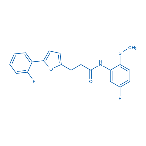 N-(5-Fluoro-2-(methylthio)phenyl)-3-(5-(2-fluorophenyl)furan-2-yl)propanamide 250mg