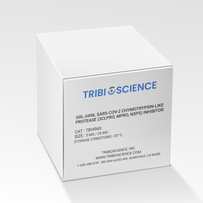 GRL-0496, SARS-CoV-2 chymotrypsin-like protease (3CLpro, Mpro, Nsp5) inhibitor