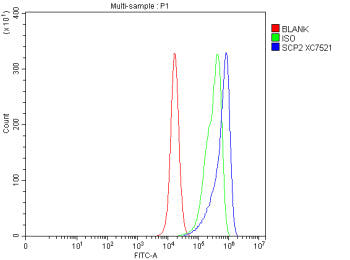 Flow Cytometry analysis of PC-3 cells using anti-SCP2 antibody. Overlay histogram showing PC-3 cells