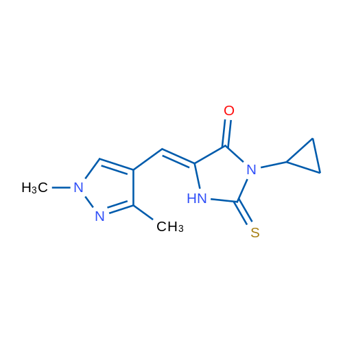 (Z)-3-Cyclopropyl-5-((1,3-dimethyl-1H-pyrazol-4-yl)methylene)-2-thioxoimidazolidin-4-one 5g