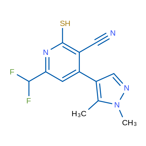 6-(Difluoromethyl)-4-(1,5-dimethyl-1H-pyrazol-4-yl)-2-mercaptonicotinonitrile 5g