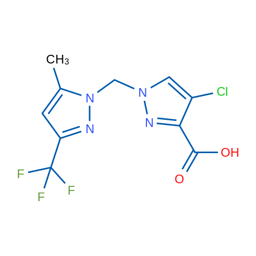 4-Chloro-1-((5-methyl-3-(trifluoromethyl)-1H-pyrazol-1-yl)methyl)-1H-pyrazole-3-carboxylic acid 1g