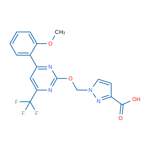 1-(((4-(2-Methoxyphenyl)-6-(trifluoromethyl)pyrimidin-2-yl)oxy)methyl)-1H-pyrazole-3-carboxylic acid 1g