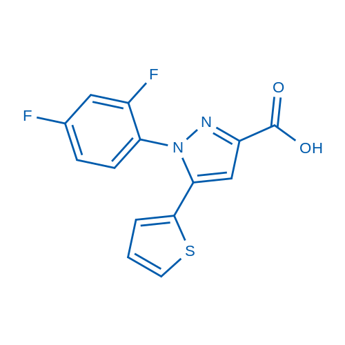 1-(2,4-Difluorophenyl)-5-(thiophen-2-yl)-1H-pyrazole-3-carboxylic acid 100mg