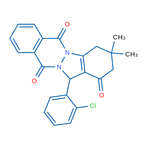 13-(2-Chlorophenyl)-3,3-dimethyl-2,3,4,13-tetrahydroindazolo[1,2-b]phthalazine-1,6,11-trione 1g