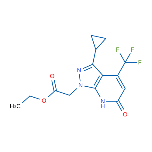 Ethyl 2-(3-cyclopropyl-6-oxo-4-(trifluoromethyl)-6,7-dihydro-1H-pyrazolo[3,4-b]pyridin-1-yl)acetate 5g