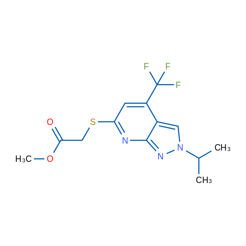 Methyl 2-((2-isopropyl-4-(trifluoromethyl)-2H-pyrazolo[3,4-b]pyridin-6-yl)thio)acetate 1g