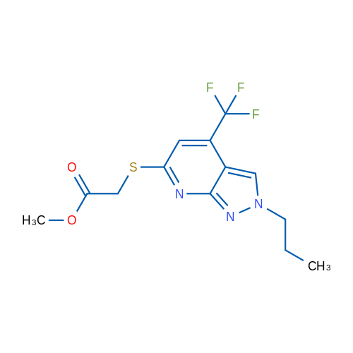 Methyl 2-((2-propyl-4-(trifluoromethyl)-2H-pyrazolo[3,4-b]pyridin-6-yl)thio)acetate 1g