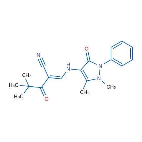 2-{[(1,5-dimethyl-3-oxo-2-phenyl-2,3-dihydro-1H-pyrazol-4-yl)amino]methylidene}-4,4-dimethyl-3-oxopentanenitrile 1g
