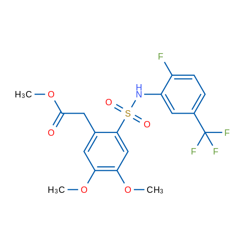 Methyl 2-(2-{[2-fluoro-5-(trifluoromethyl)phenyl]sulfamoyl}-4,5-dimethoxyphenyl)acetate 1g
