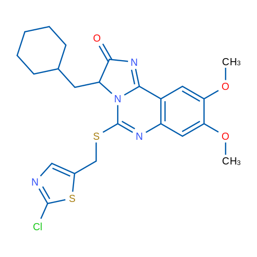 5-{[(2-chloro-1,3-thiazol-5-yl)methyl]sulfanyl}-3-(cyclohexylmethyl)-8,9-dimethoxy-2H,3H-imidazo[1,2-c]quinazolin-2-one 1g
