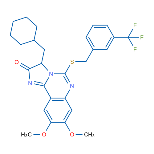 3-(Cyclohexylmethyl)-8,9-dimethoxy-5-({[3-(trifluoromethyl)phenyl]methyl}sulfanyl)-2H,3H-imidazo[1,2-c]quinazolin-2-one 1g