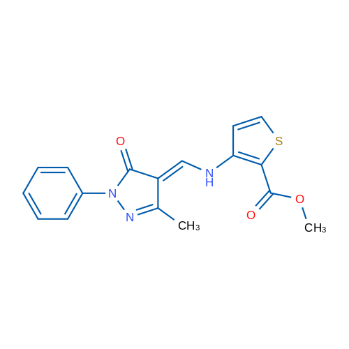 Methyl 3-({[(4E)-3-methyl-5-oxo-1-phenyl-4,5-dihydro-1H-pyrazol-4-ylidene]methyl}amino)thiophene-2-carboxylate 1g