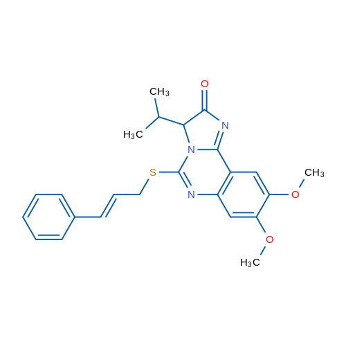 8,9-Dimethoxy-5-{[(2E)-3-phenylprop-2-en-1-yl]sulfanyl}-3-(propan-2-yl)-2H,3H-imidazo[1,2-c]quinazolin-2-one 1g