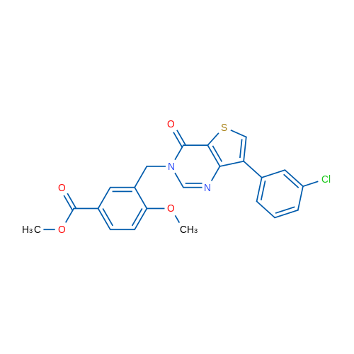 Methyl 3-{[7-(3-chlorophenyl)-4-oxo-3H,4H-thieno[3,2-d]pyrimidin-3-yl]methyl}-4-methoxybenzoate 1g