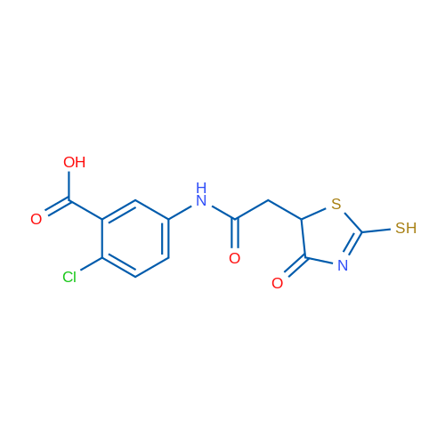 2-Chloro-5-(2-(2-mercapto-4-oxo-4,5-dihydrothiazol-5-yl)acetamido)benzoic acid 1g