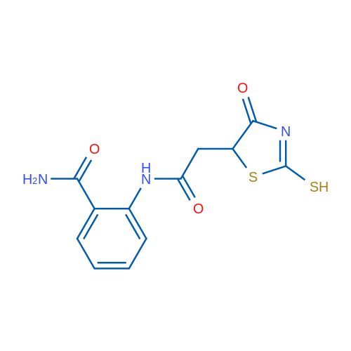 2-(2-(2-Mercapto-4-oxo-4,5-dihydrothiazol-5-yl)acetamido)benzamide 5g