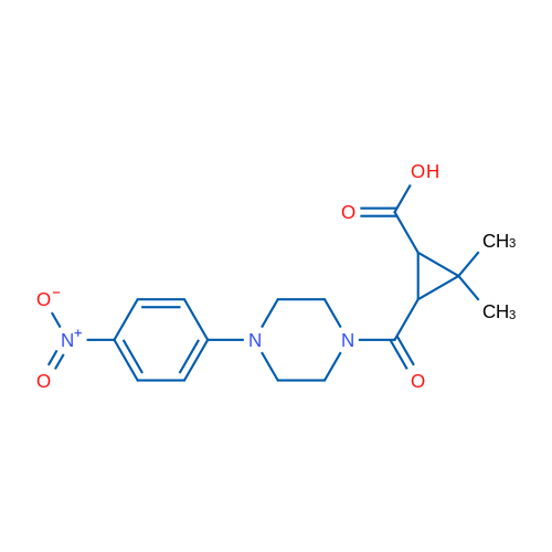 2,2-Dimethyl-3-(4-(4-nitrophenyl)piperazine-1-carbonyl)cyclopropanecarboxylic acid 5g