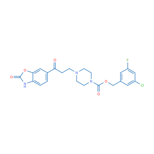 3-Chloro-5-fluorobenzyl 4-(3-oxo-3-(2-oxo-2,3-dihydrobenzo[d]oxazol-6-yl)propyl)piperazine-1-carboxylate 1g