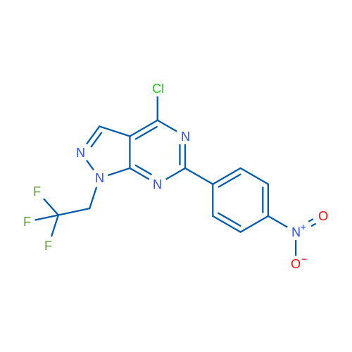 4-Chloro-6-(4-nitrophenyl)-1-(2,2,2-trifluoroethyl)-1H-pyrazolo[3,4-d]pyrimidine 1g