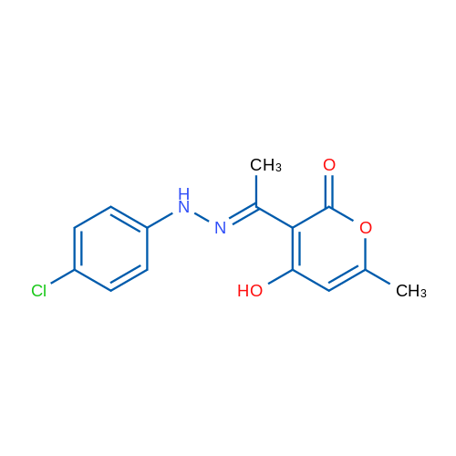 3-[(1E)-1-[2-(4-Chlorophenyl)hydrazin-1-ylidene]ethyl]-4-hydroxy-6-methyl-2H-pyran-2-one 1g