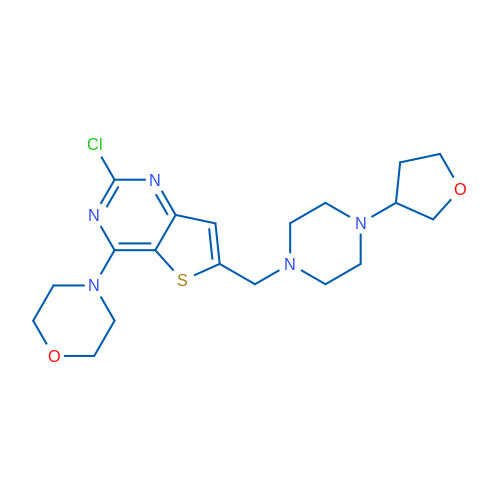 4-(2-Chloro-6-((4-(tetrahydrofuran-3-yl)piperazin-1-yl)methyl)thieno[3,2-d]pyrimidin-4-yl)morpholine 1g