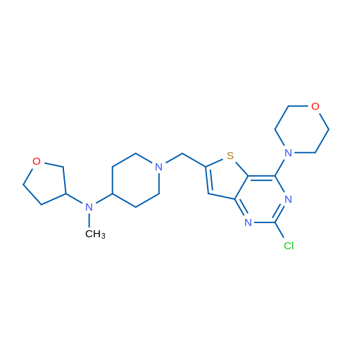 1-((2-Chloro-4-morpholinothieno[3,2-d]pyrimidin-6-yl)methyl)-N-methyl-N-(tetrahydrofuran-3-yl)piperidin-4-amine 250mg