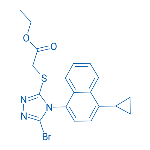 Ethyl 2-((5-bromo-4-(4-cyclopropylnaphthalen-1-yl)-4H-1,2,4-triazol-3-yl)thio)acetate 250mg