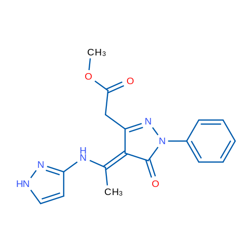 Methyl 2-(4-(1-((1H-pyrazol-3-yl)amino)ethylidene)-5-oxo-1-phenyl-4,5-dihydro-1H-pyrazol-3-yl)acetate 1g