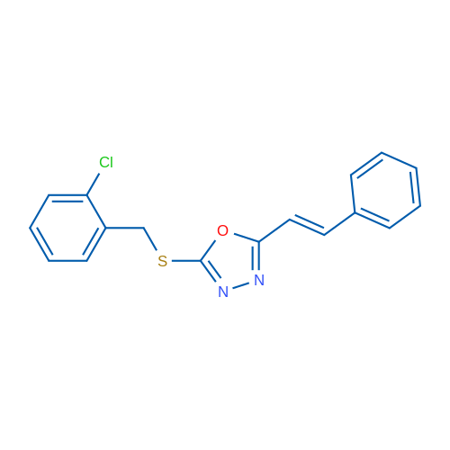 2-{[(2-chlorophenyl)methyl]sulfanyl}-5-[(E)-2-phenylethenyl]-1,3,4-oxadiazole 1g