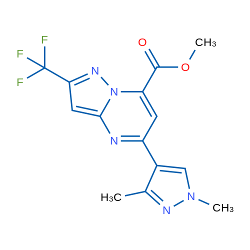 Methyl 5-(1,3-dimethyl-1H-pyrazol-4-yl)-2-(trifluoromethyl)pyrazolo[1,5-a]pyrimidine-7-carboxylate 1g
