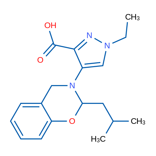 1-Ethyl-4-(2-isobutyl-2H-benzo[e][1,3]oxazin-3(4H)-yl)-1H-pyrazole-3-carboxylic acid 1g
