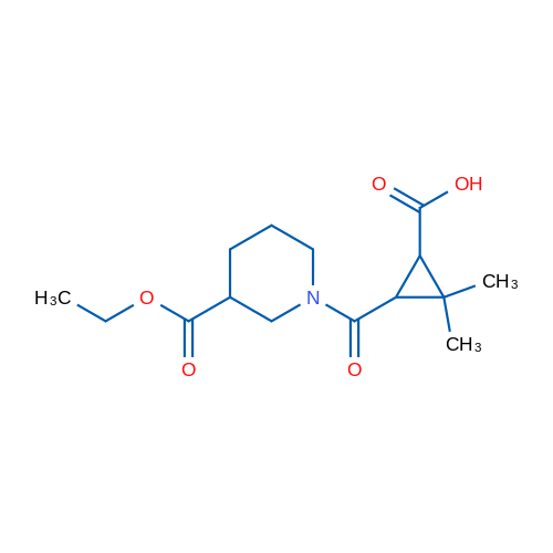 3-(3-(Ethoxycarbonyl)piperidine-1-carbonyl)-2,2-dimethylcyclopropanecarboxylic acid 5g