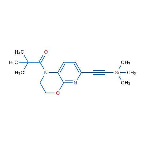 2,2-Dimethyl-1-(6-((trimethylsilyl)ethynyl)-2,3-dihydro-1H-pyrido[2,3-b][1,4]oxazin-1-yl)propan-1-on 1g