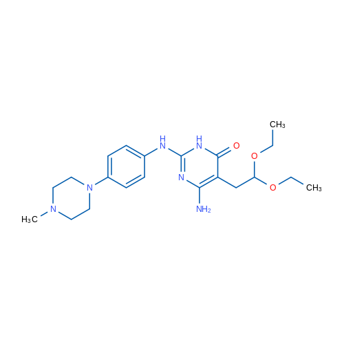 6-Amino-5-(2,2-diethoxyethyl)-2-((4-(4-methylpiperazin-1-yl)phenyl)amino)pyrimidin-4(3H)-one 1g