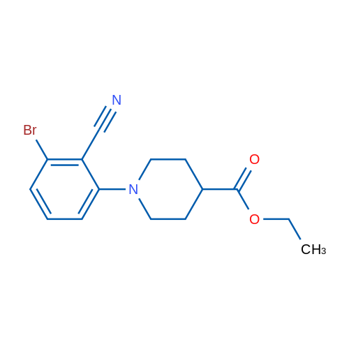 Ethyl 1-(3-bromo-2-cyanophenyl)piperidine-4-carboxylate 1g