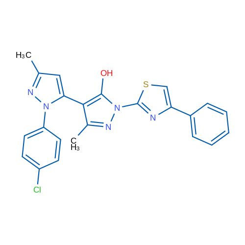 2-(4-Chlorophenyl)-5,5'-dimethyl-2'-(4-phenyl-1,3-thiazol-2-yl)-2H,2'H-[3,4'-bipyrazole]-3'-ol 1g