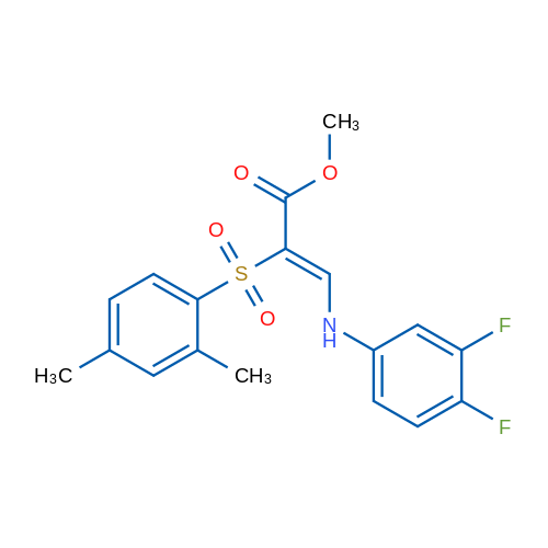 Methyl (2Z)-3-[(3,4-difluorophenyl)amino]-2-(2,4-dimethylbenzenesulfonyl)prop-2-enoate 1g