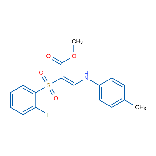 Methyl (2E)-2-(2-fluorobenzenesulfonyl)-3-[(4-methylphenyl)amino]prop-2-enoate 1g