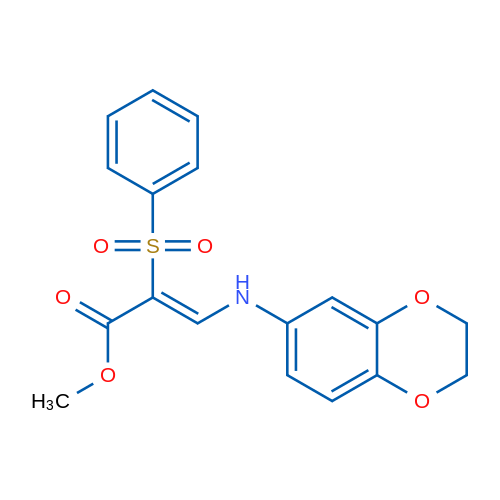 Methyl (2Z)-2-(benzenesulfonyl)-3-[(2,3-dihydro-1,4-benzodioxin-6-yl)amino]prop-2-enoate 1g