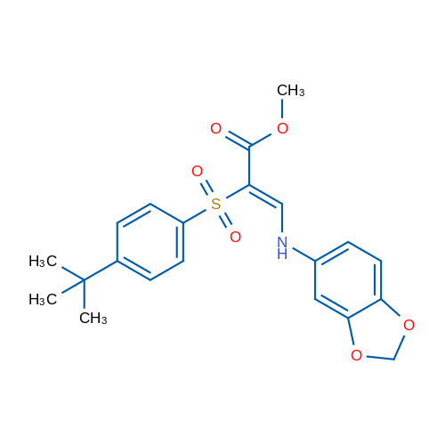Methyl (2Z)-3-[(2H-1,3-benzodioxol-5-yl)amino]-2-(4-tert-butylbenzenesulfonyl)prop-2-enoate 1g