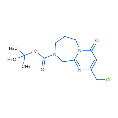 tert-Butyl 2-(chloromethyl)-4-oxo-6,7,8,10-tetrahydropyrimido[1,2-a][1,4]diazepine-9(4H)-carboxylate 250mg